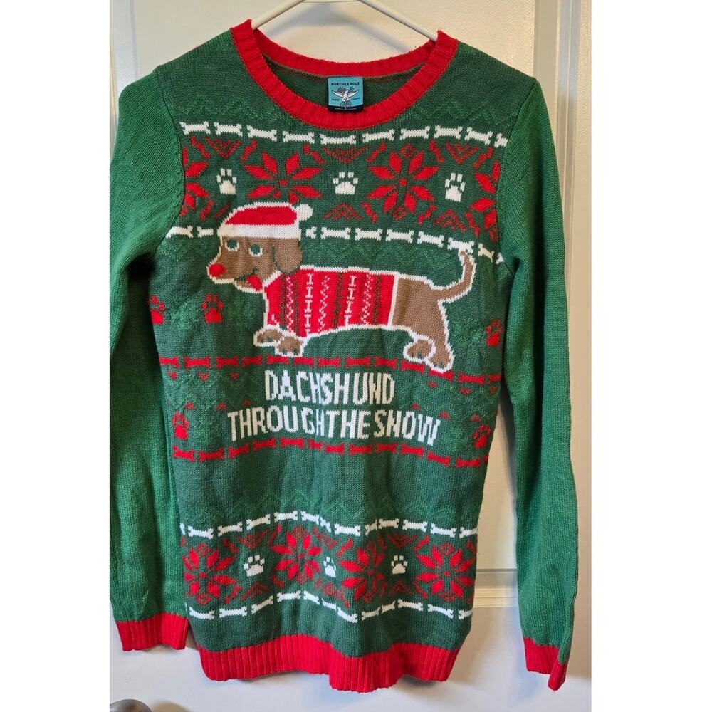 Norther Pole Woman Ugly Christmas Sweater Dachshund Small